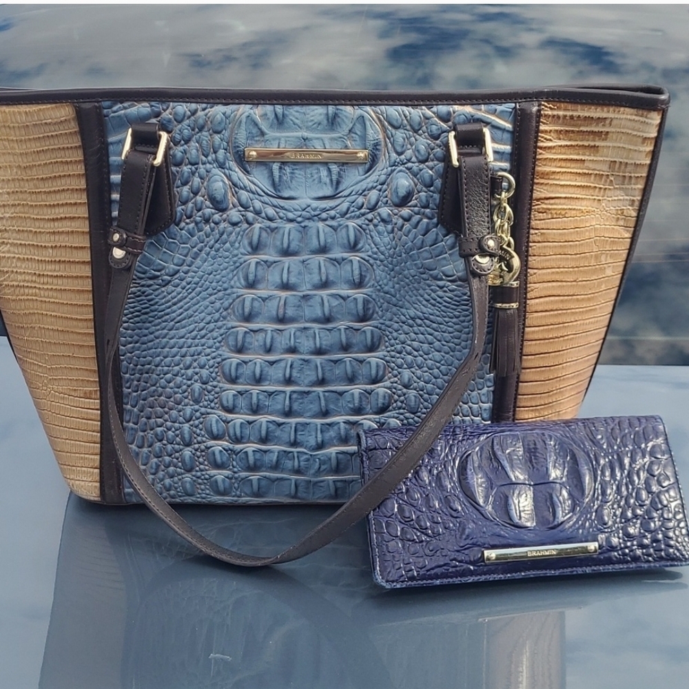 FINAL DROP!! Brahmin AsherTote With Ady Wallet Bundle In Satellite Palma